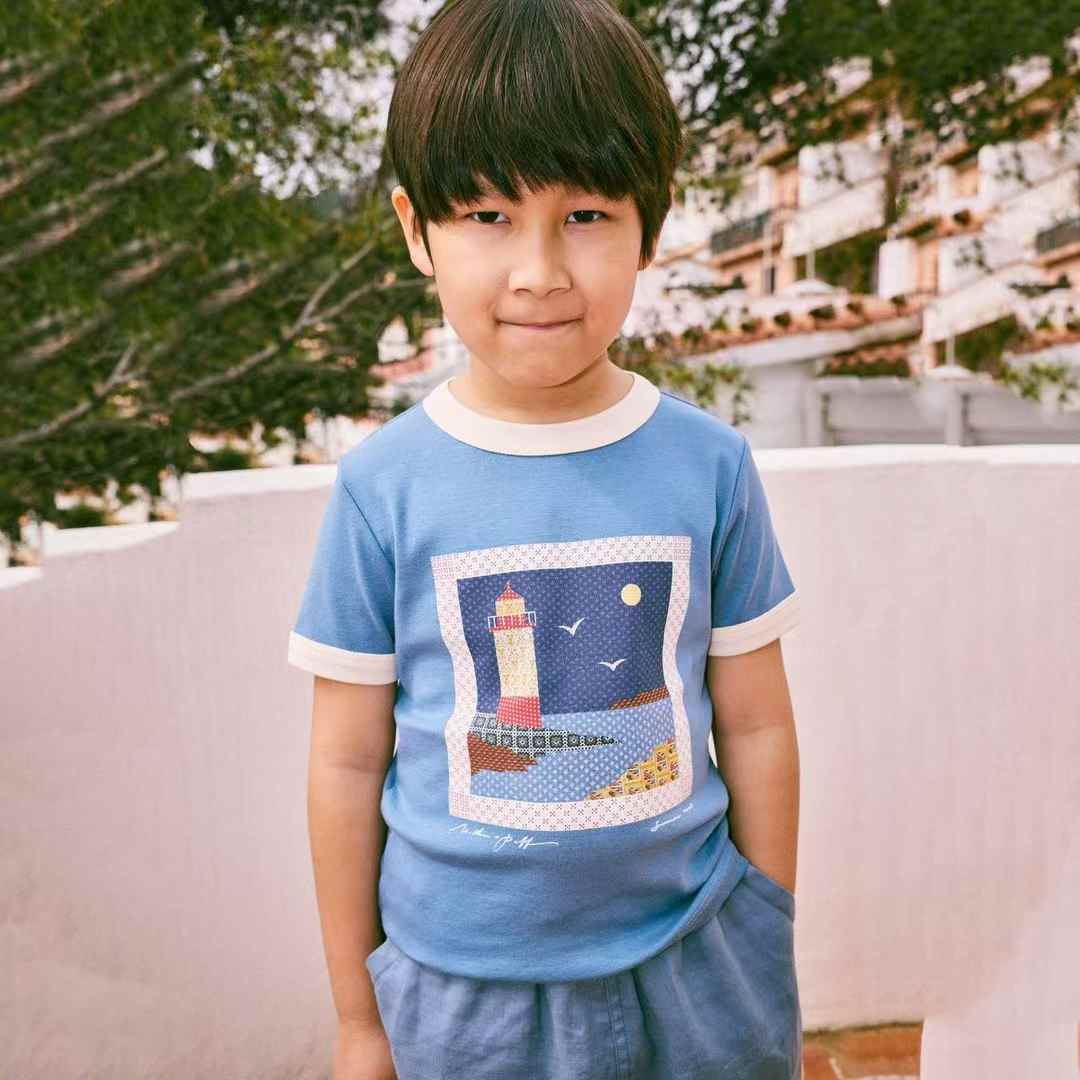 Misha & Puff-Lighthouse Collage Ringer Tee