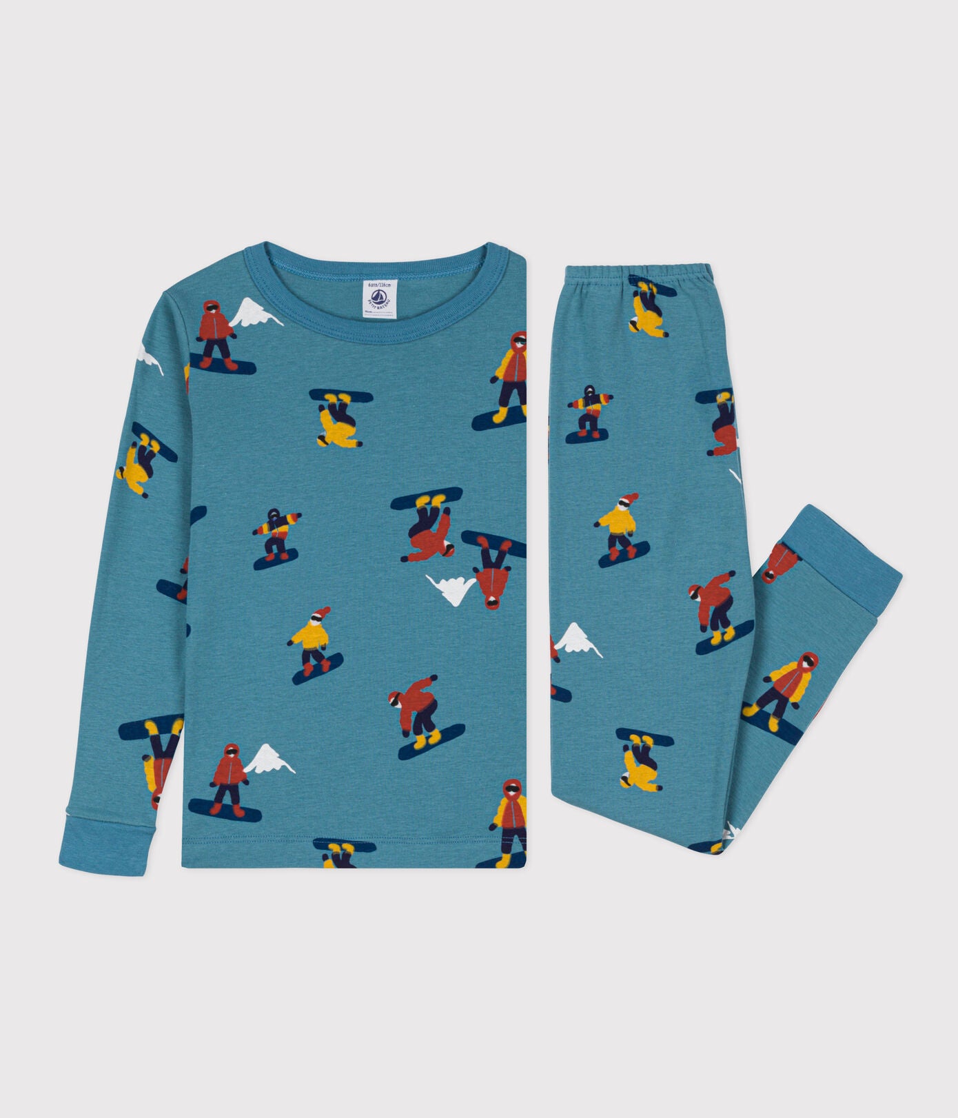 CHILDREN'S UNISEX SNOWBOARD SNUGFIT COTTON PYJAMAS POLOCHON