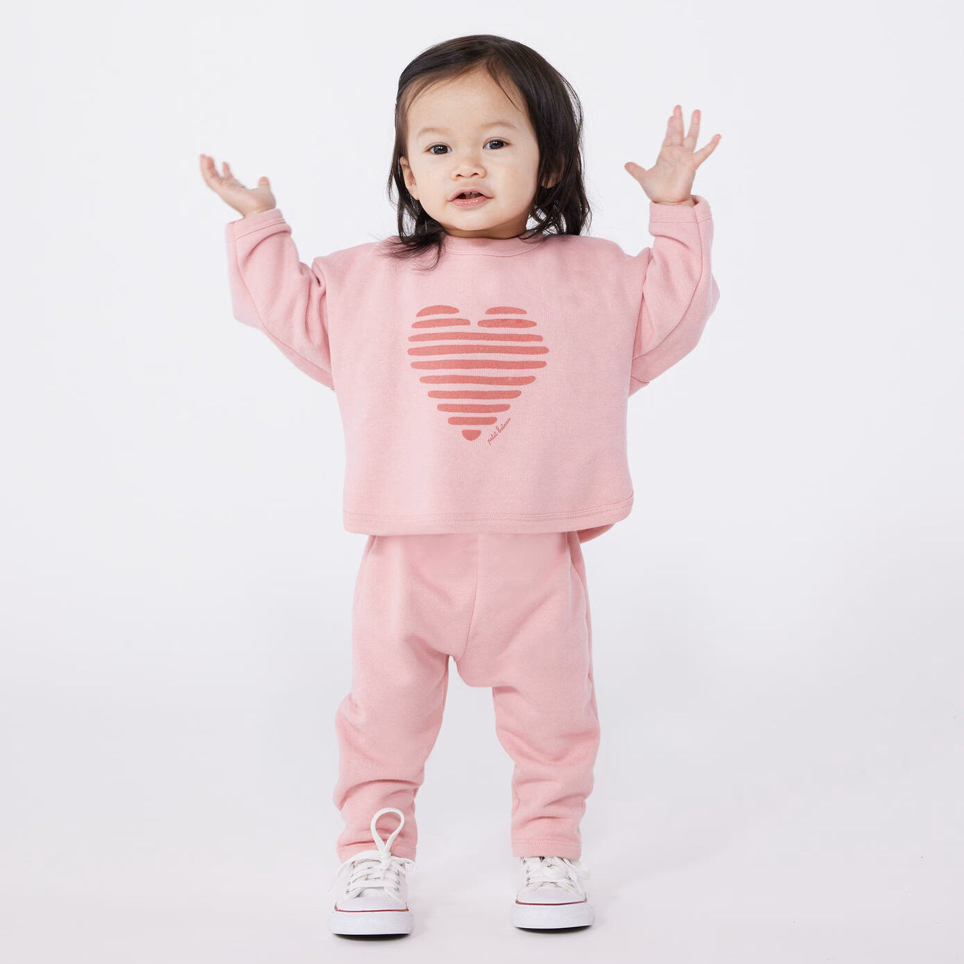PETIT BATEAU-Baby Girls Pink Print Heart Cotton T-Shirt