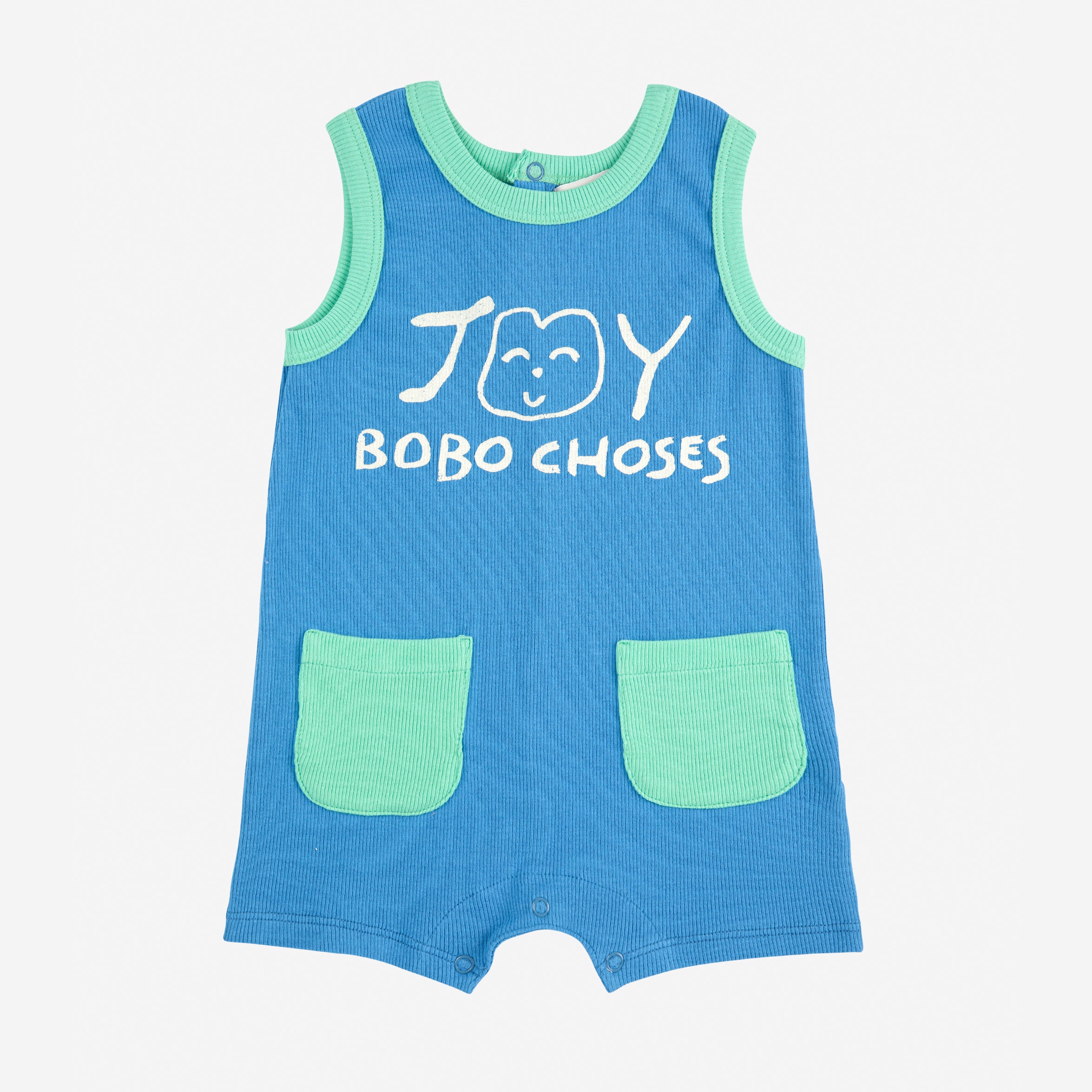 Bobo Choses-Baby Boys Smiling Blue Playsuit
