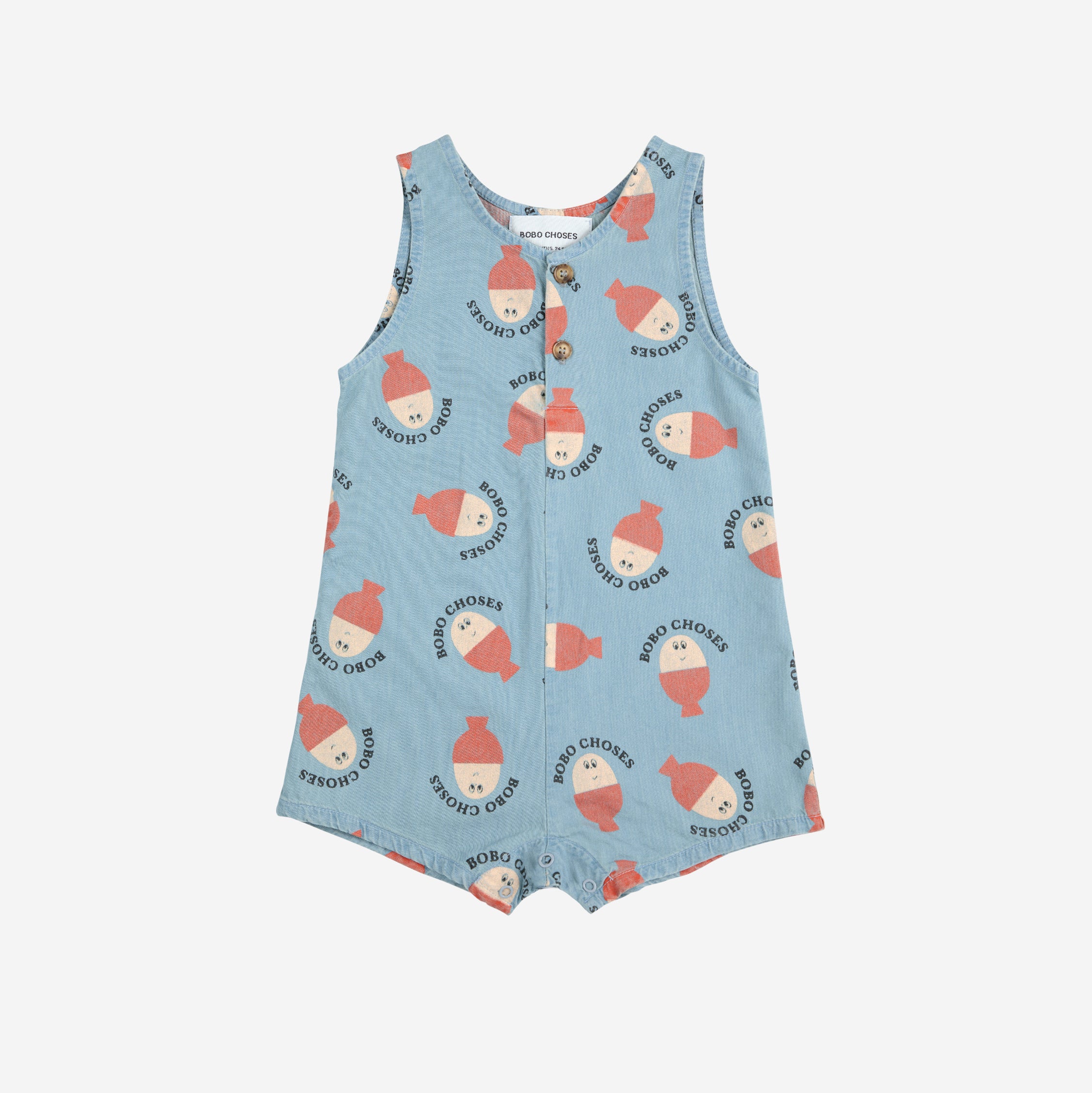 Bobo Choses-Baby Morning Egg All Over Denim Playsuit