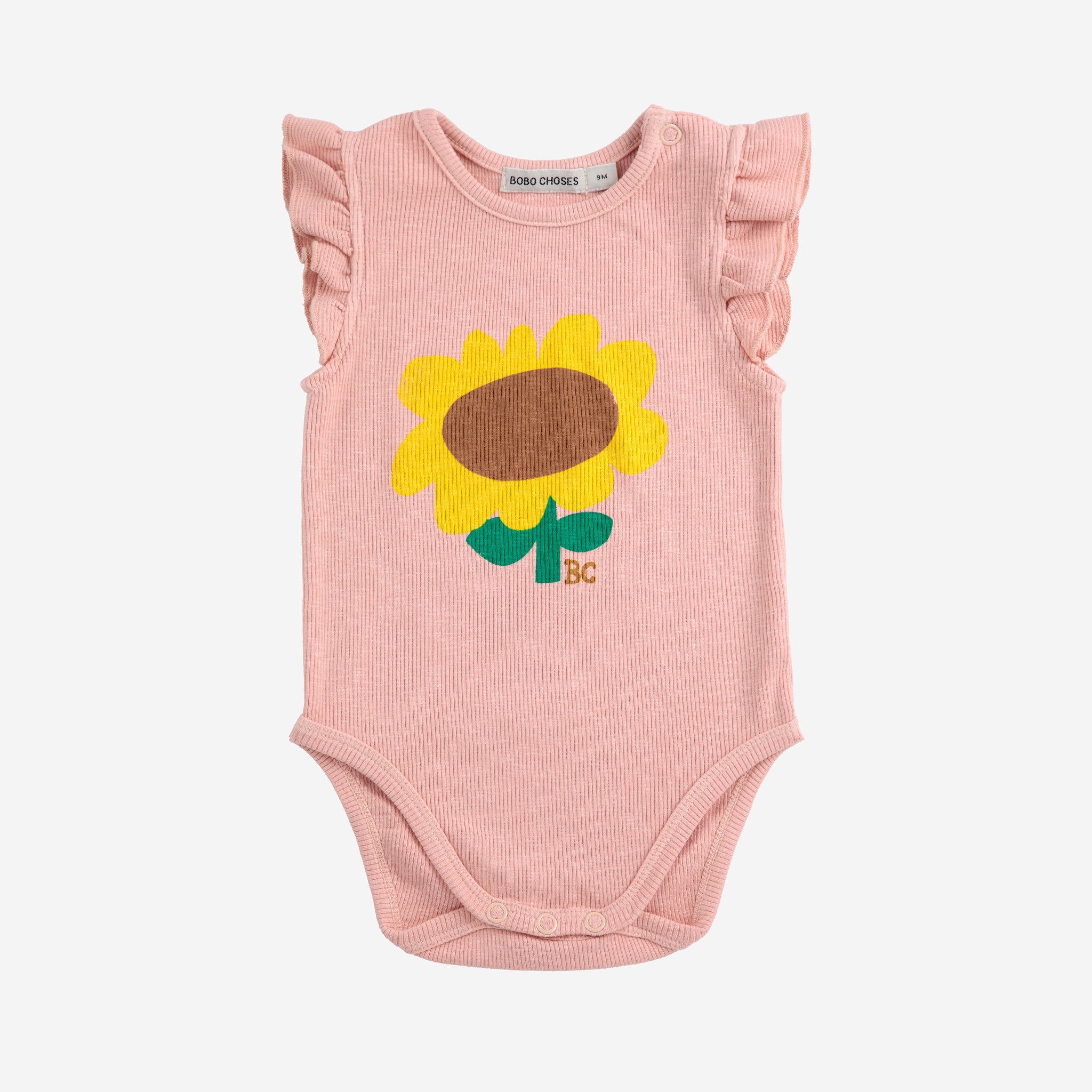 Bobo Choses-Baby Girls Pink Sunflower Ruffled Bodysuit