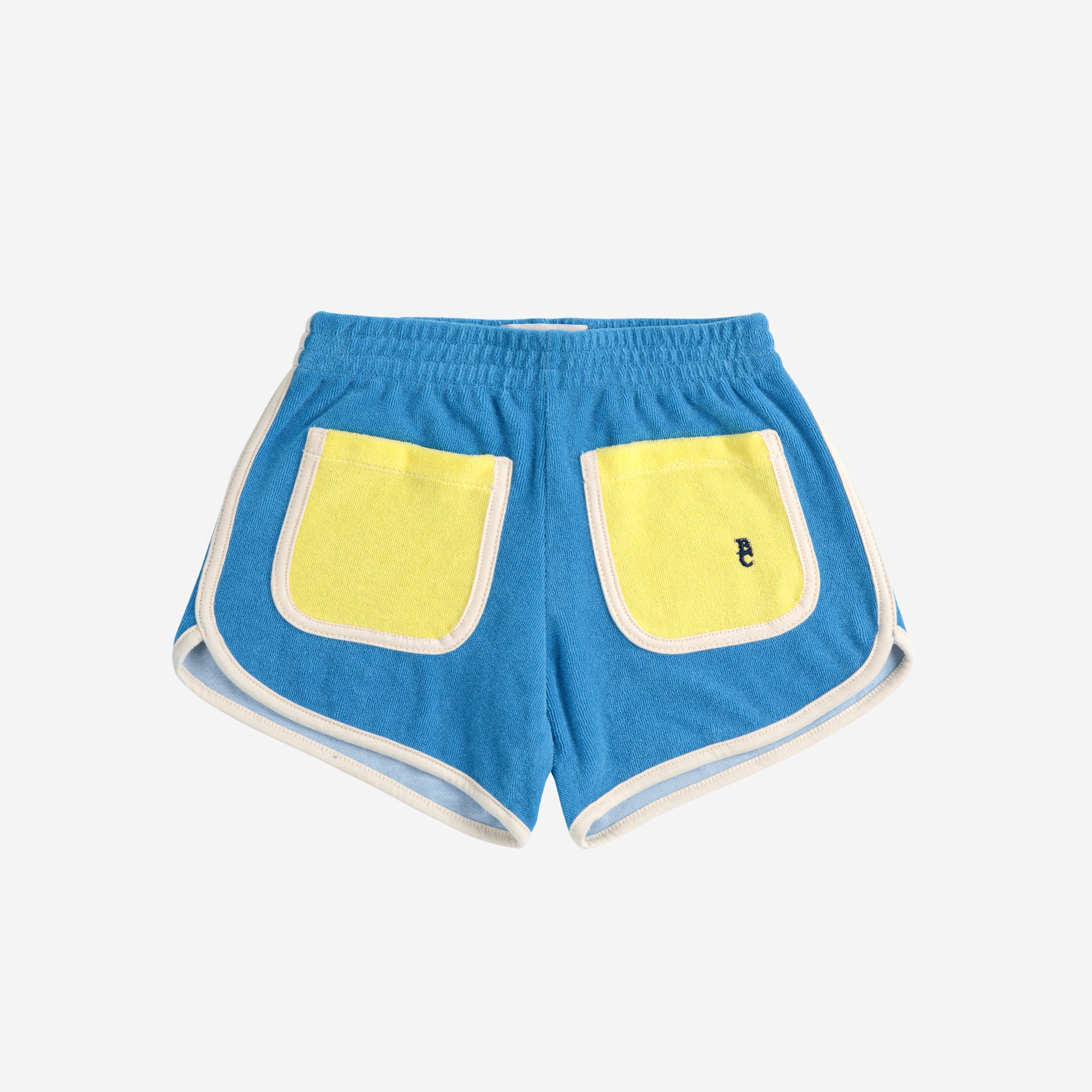 Bobo Choses-Blue Color Block Terry Cloth Shorts