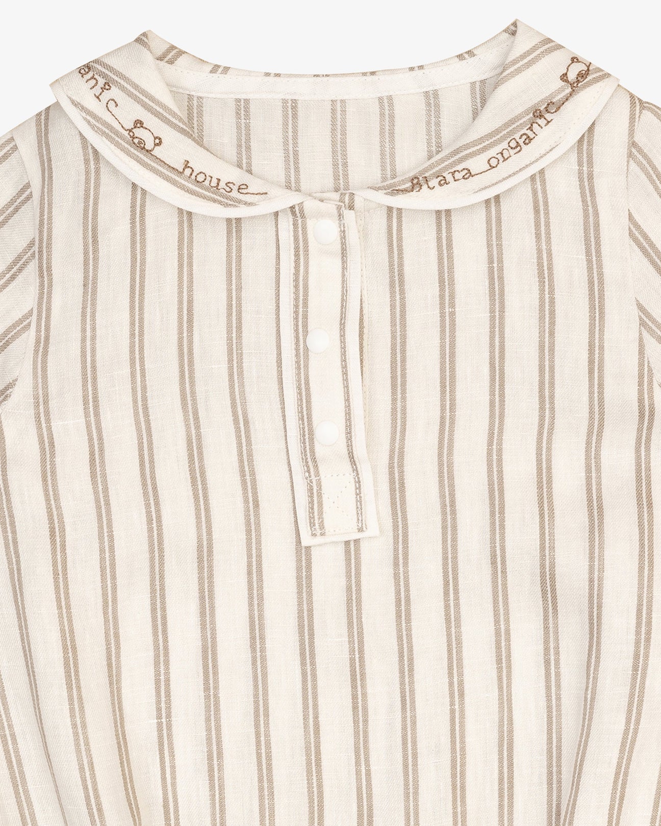 Linen Collar Bodysuit Khaki Stripe