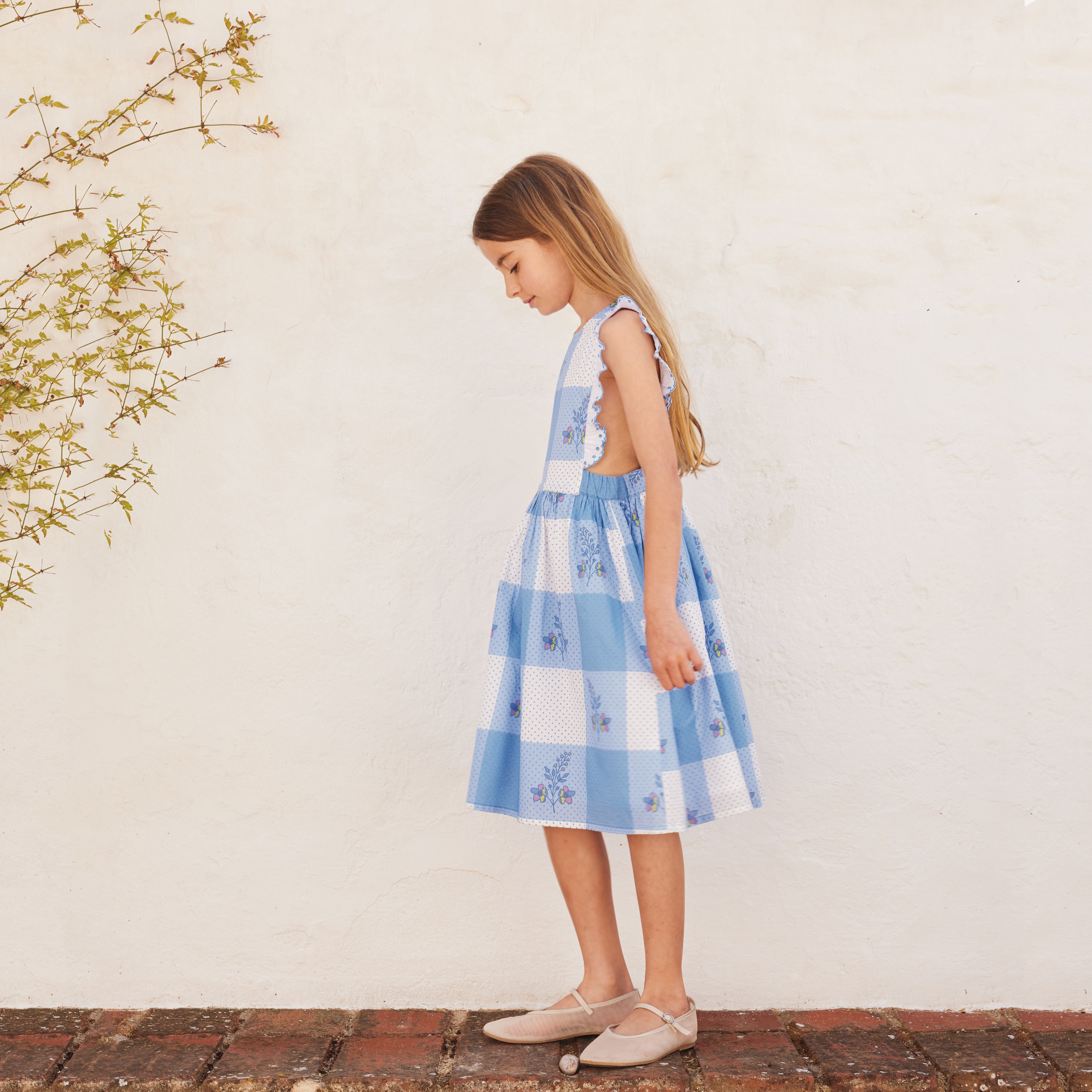 Bebe Organic-Elsa Apron Dress Atlantic Floral Dot