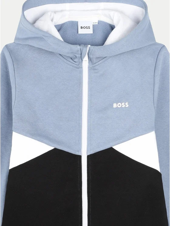 COLORBLOCK ZIP UP HOODIE-BLUE/BLACK