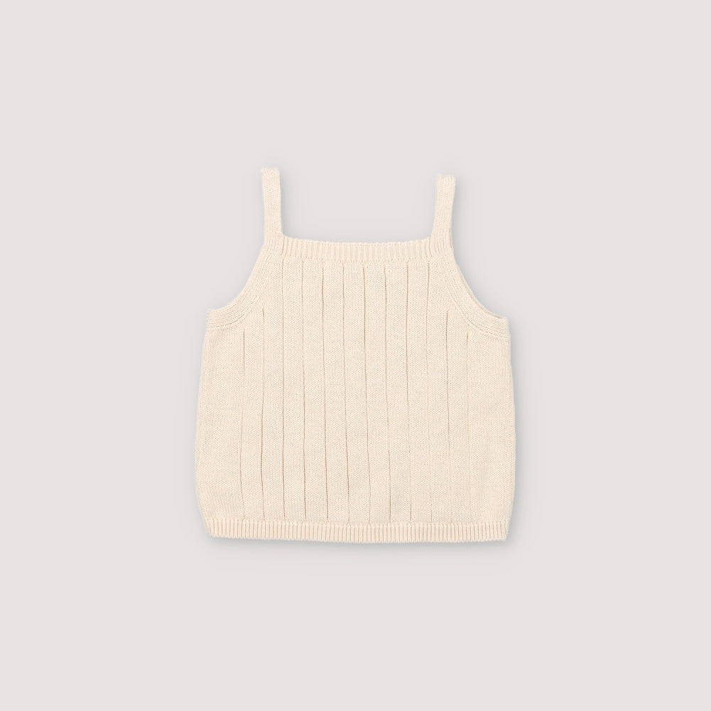 The New Society-Girls Beige Floral Embroidered Cotton Vest