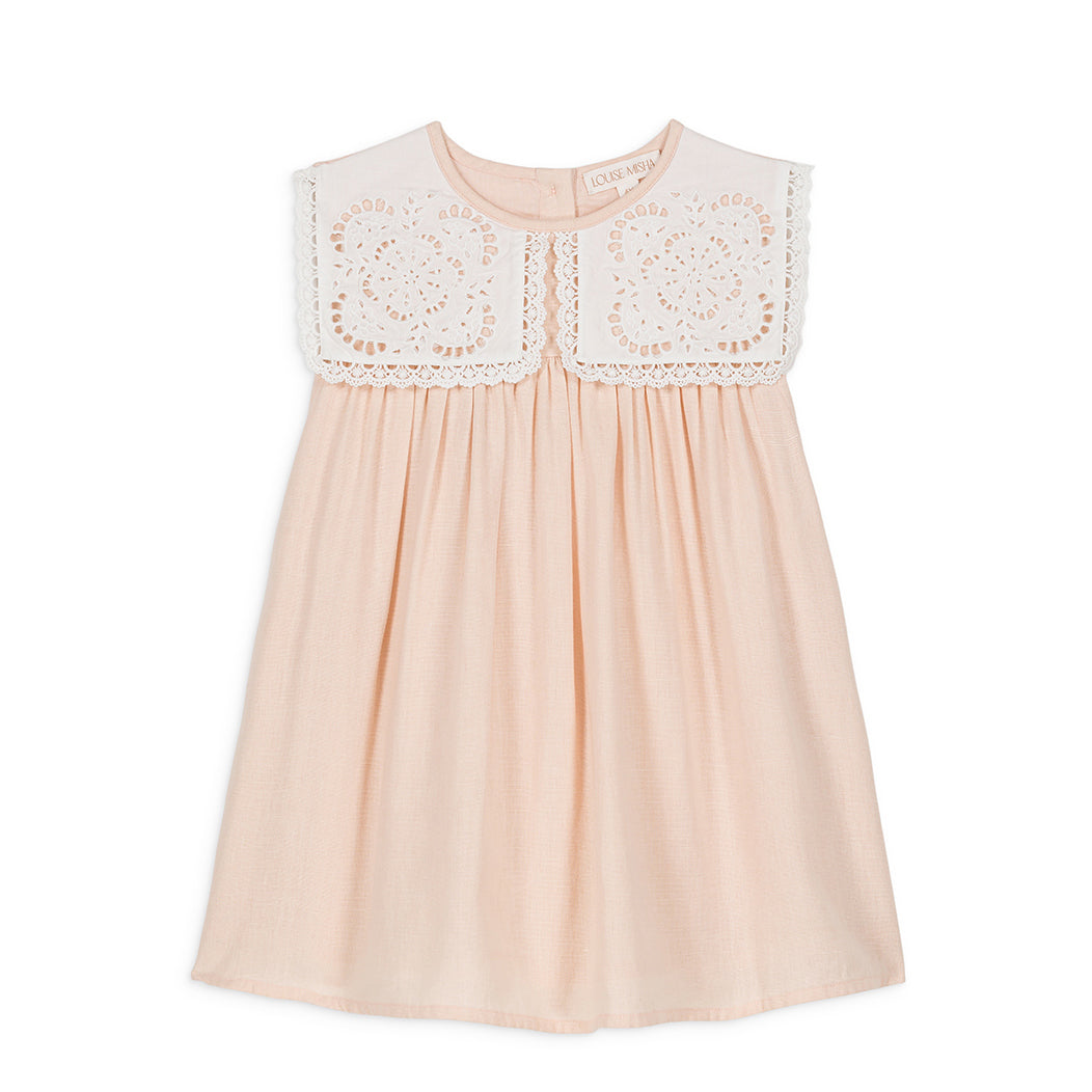 Louise Misha-Girls Pink Lace Cotton Dress
