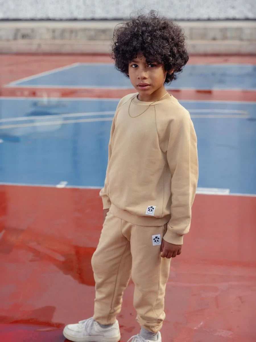 Basic solid sweatshirt-Beige