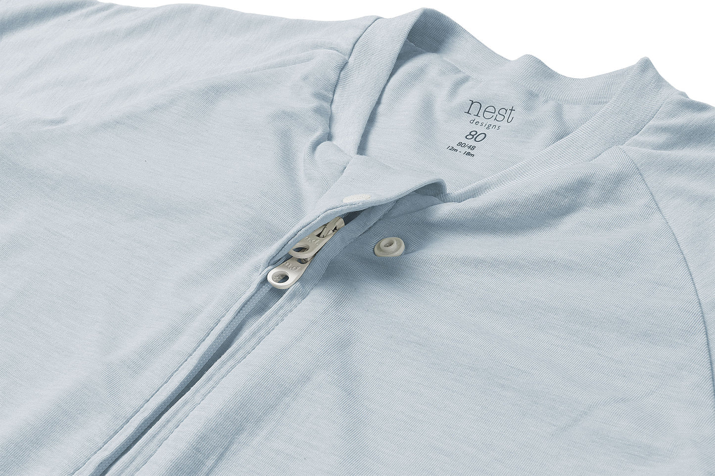 Short Sleeve Footed Sleep Bag 0.5 TOG (Bamboo Jersey) - Pantone Niagara Mist