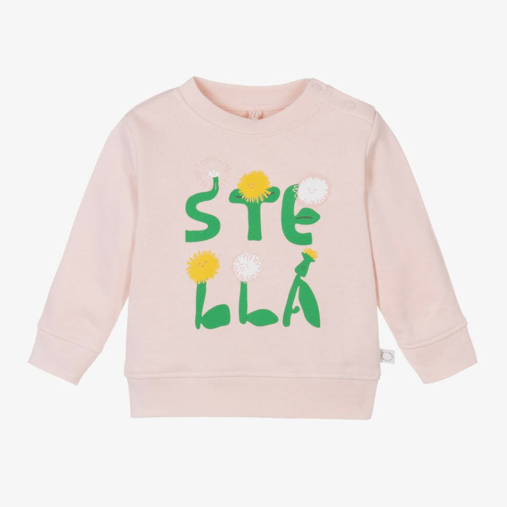 BABY GIRL SWEATSHIRT WITH STELLA LETTERING PRINT
