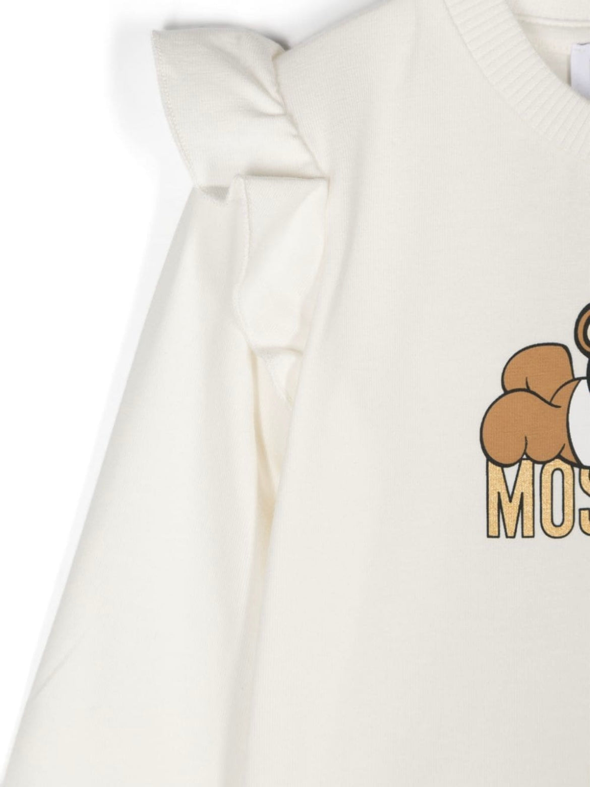 GIRL LS RUFFLED TEE WITH HEARTS BEAR LOGO PRINT