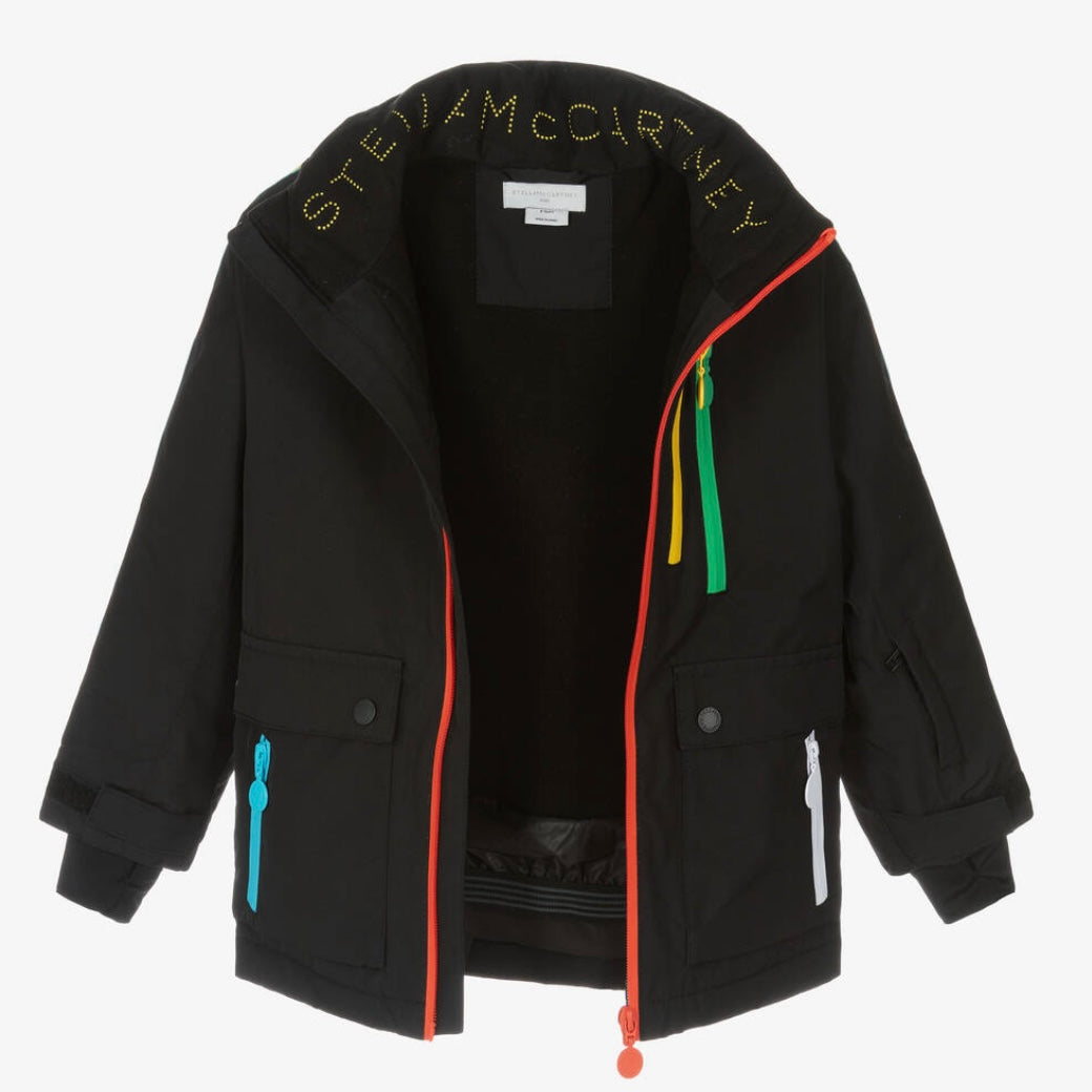 KID SKI JACKET WITH MULTICOLOR LOGO TAPE