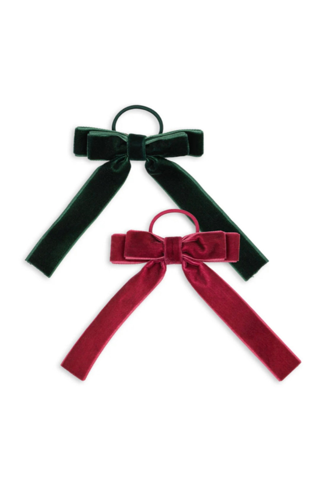 2 PACK VELVET DOUBLE BOW ELA - GREEN/SANGRIA