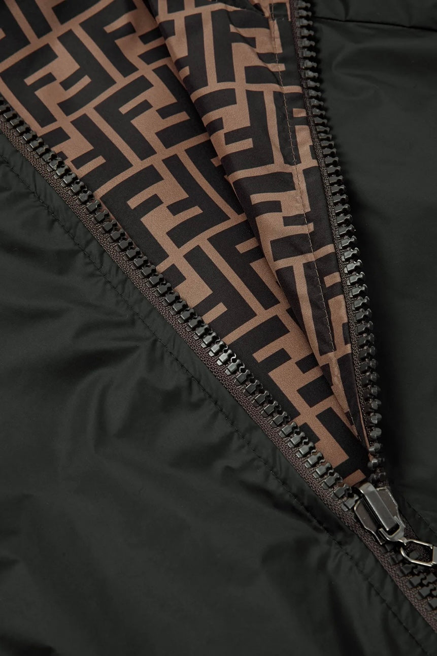 NYLON HOODED JACKET WITH FF TAPE ON SLEEVES