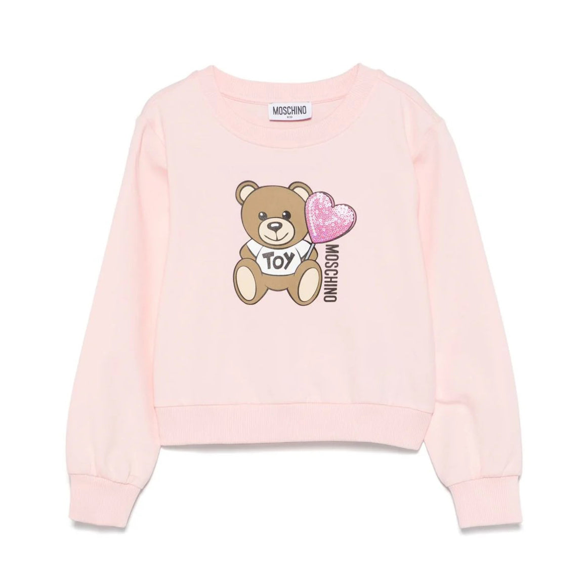 Moschino-GIRL LS PINK SWEATSHIRT W BEAR HEART PRINT