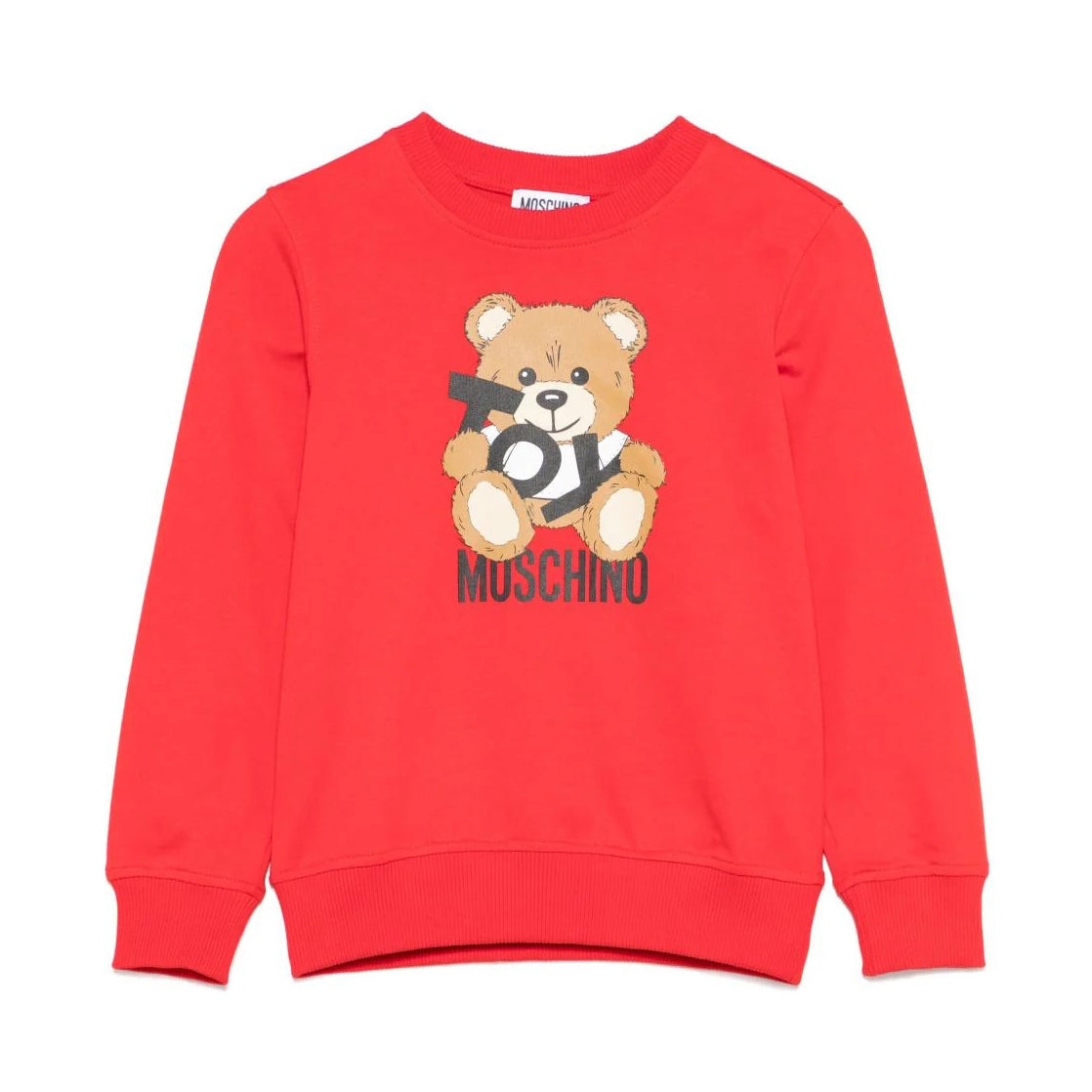 Moschino-LS RED SWEATSHIRT W TOY BEAR LOGO PRINT