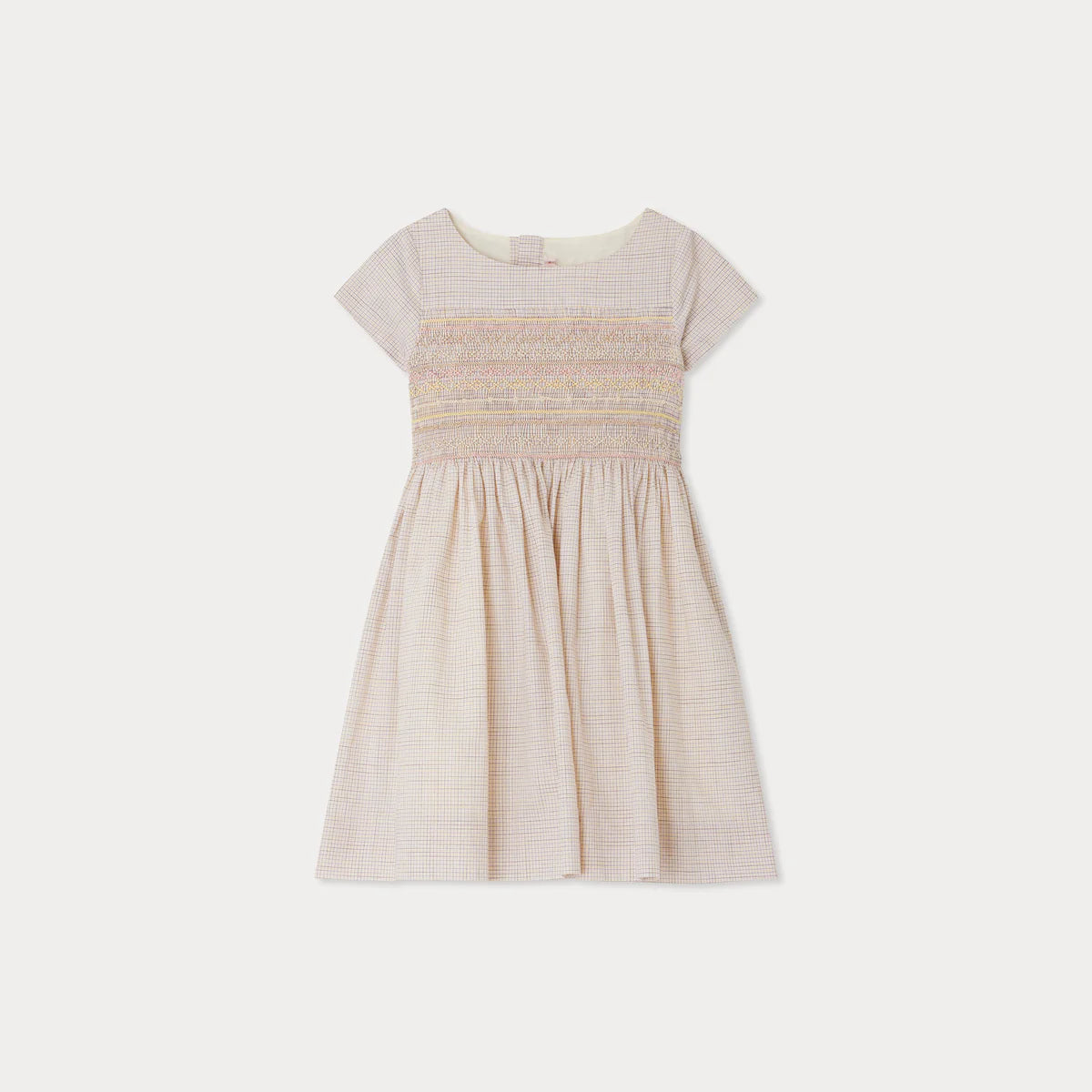 Bonpoint-Duchesse smocked and embroidered dress in checked fabric
