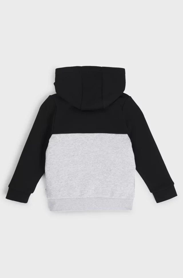 COLORBLOCK ZIP UP HOODIE-GREY BLACK