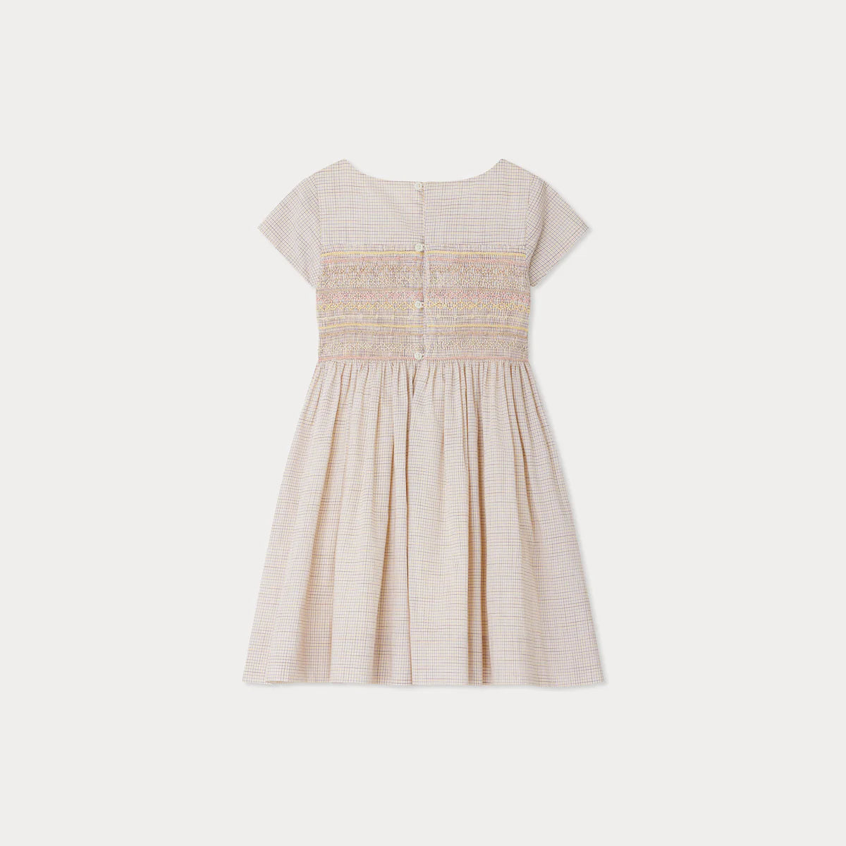 Bonpoint-Duchesse smocked and embroidered dress in checked fabric