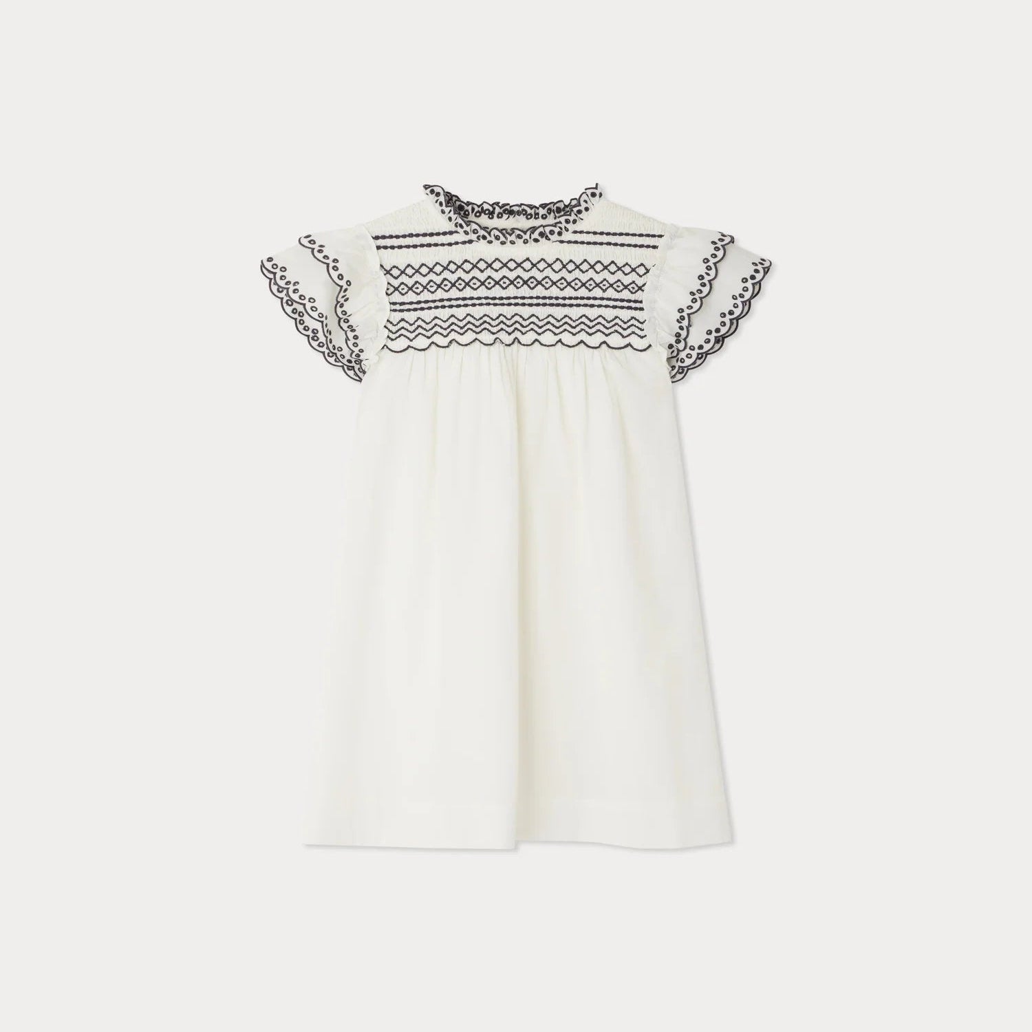 Bonpoint-Bijou smocked dress with english embroideries