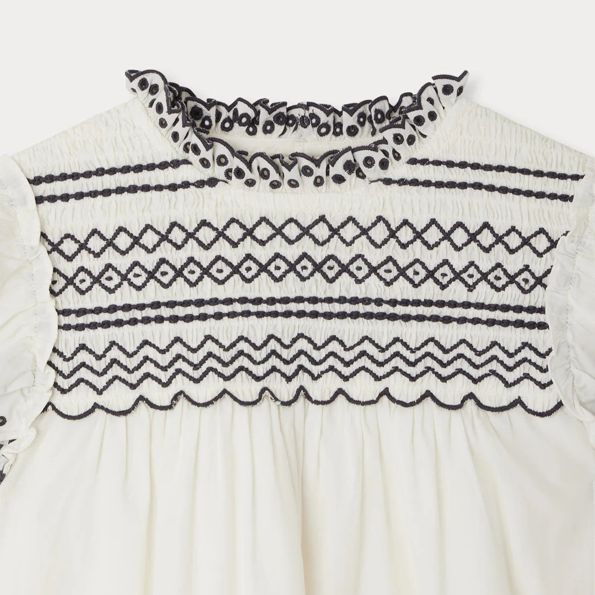 Bonpoint-Bijou smocked dress with english embroideries