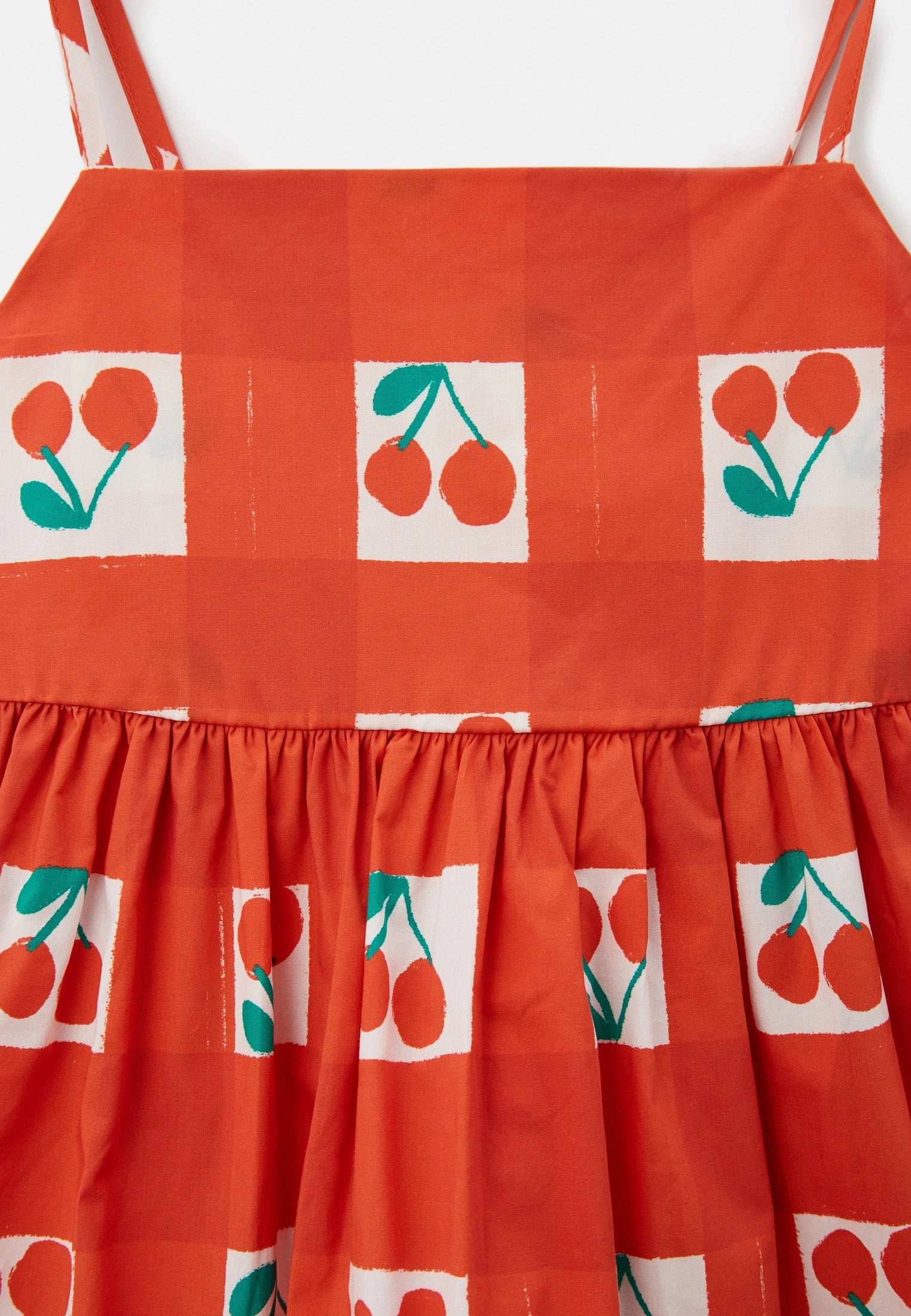 Stella Mccartney Kids-GIRL STRAPPY DRESS WITH CHERRY GINGHAM DRESS