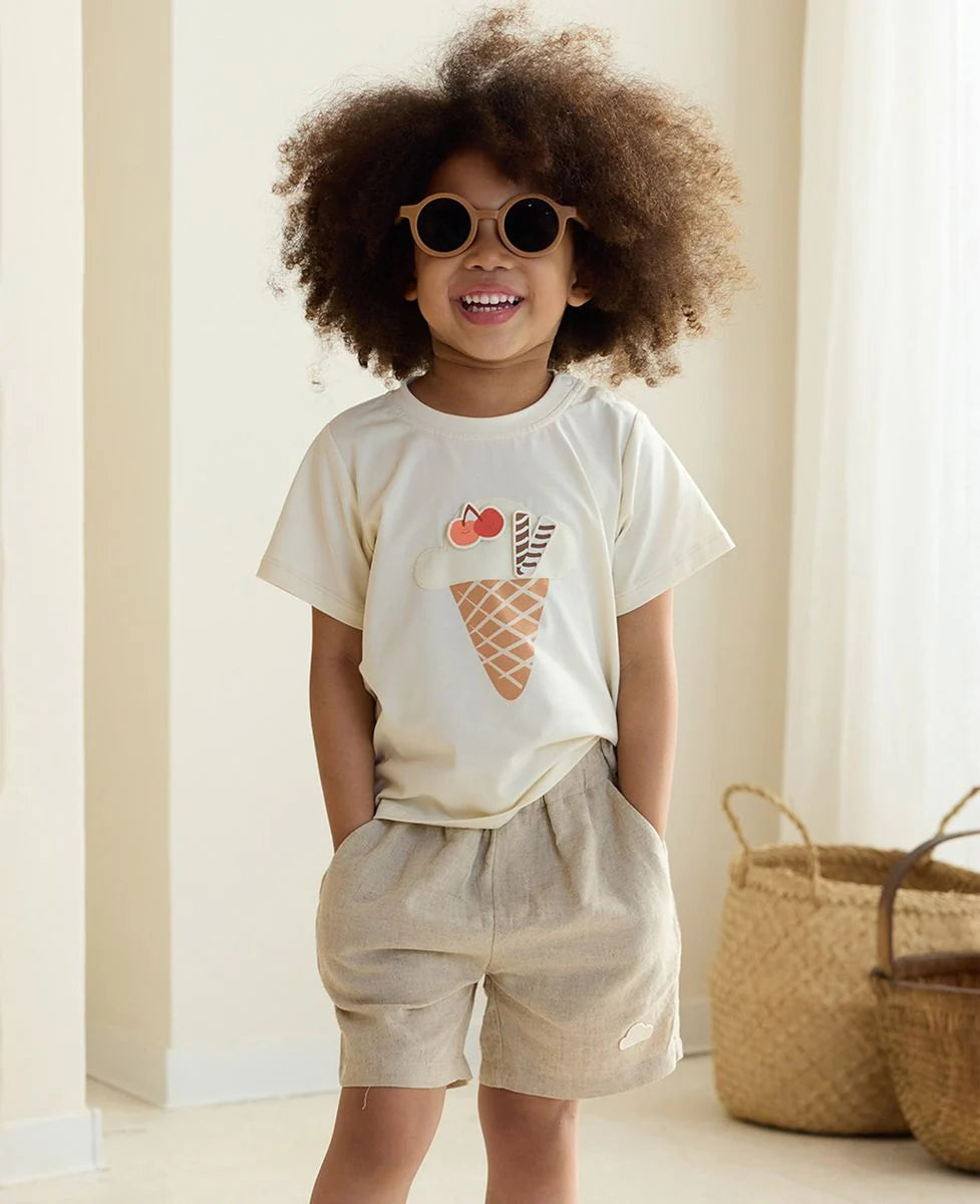 PETITE REVERY-Quick Dry Cooling Cotton Short Sleeve Tee-Jet Stream