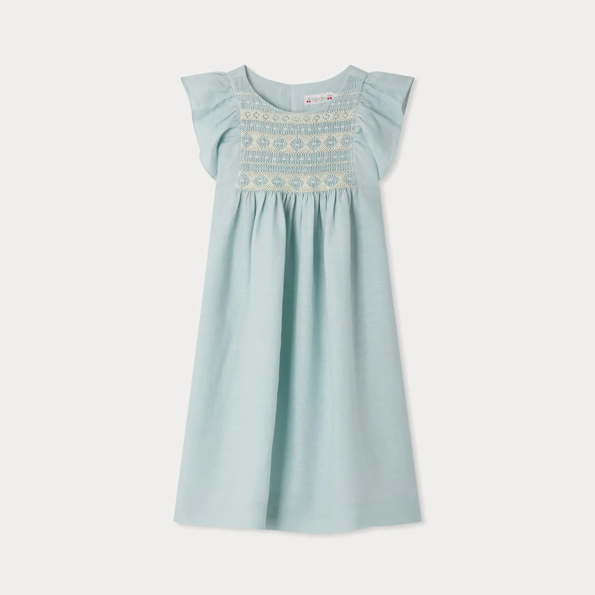 Bonpoint-Emeraude smocked and embroidered linen dress