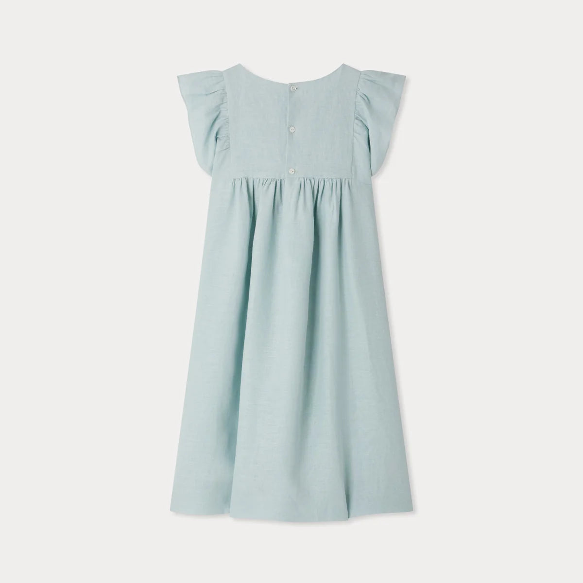 Bonpoint-Emeraude smocked and embroidered linen dress