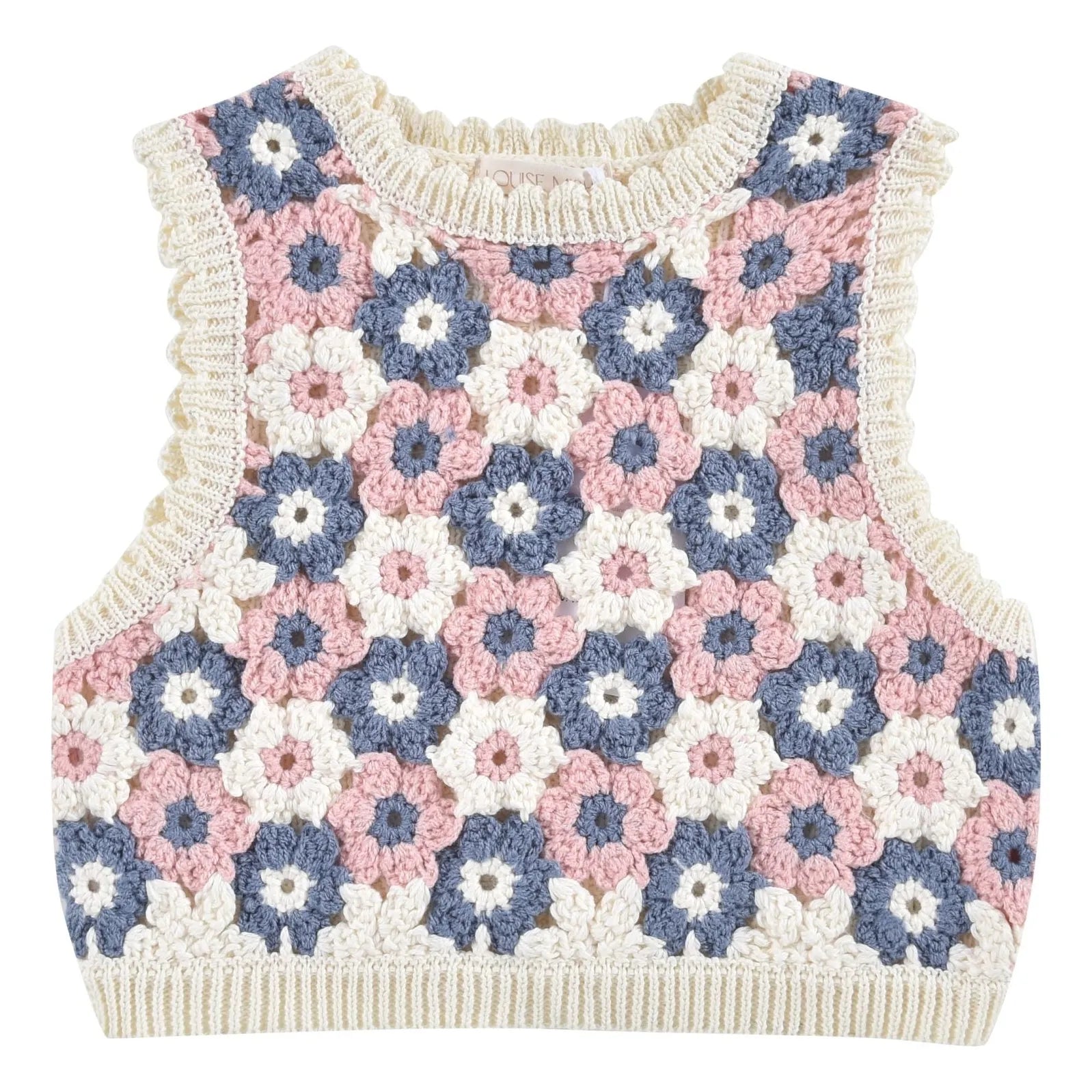 Louise Misha-Girls Pink Knitted Cotton Vest