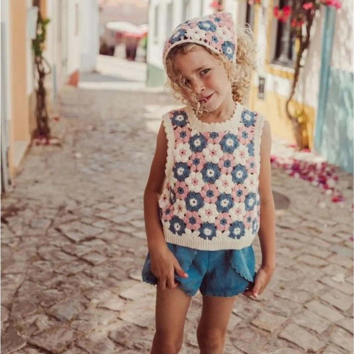 Louise Misha-Girls Pink Knitted Cotton Vest