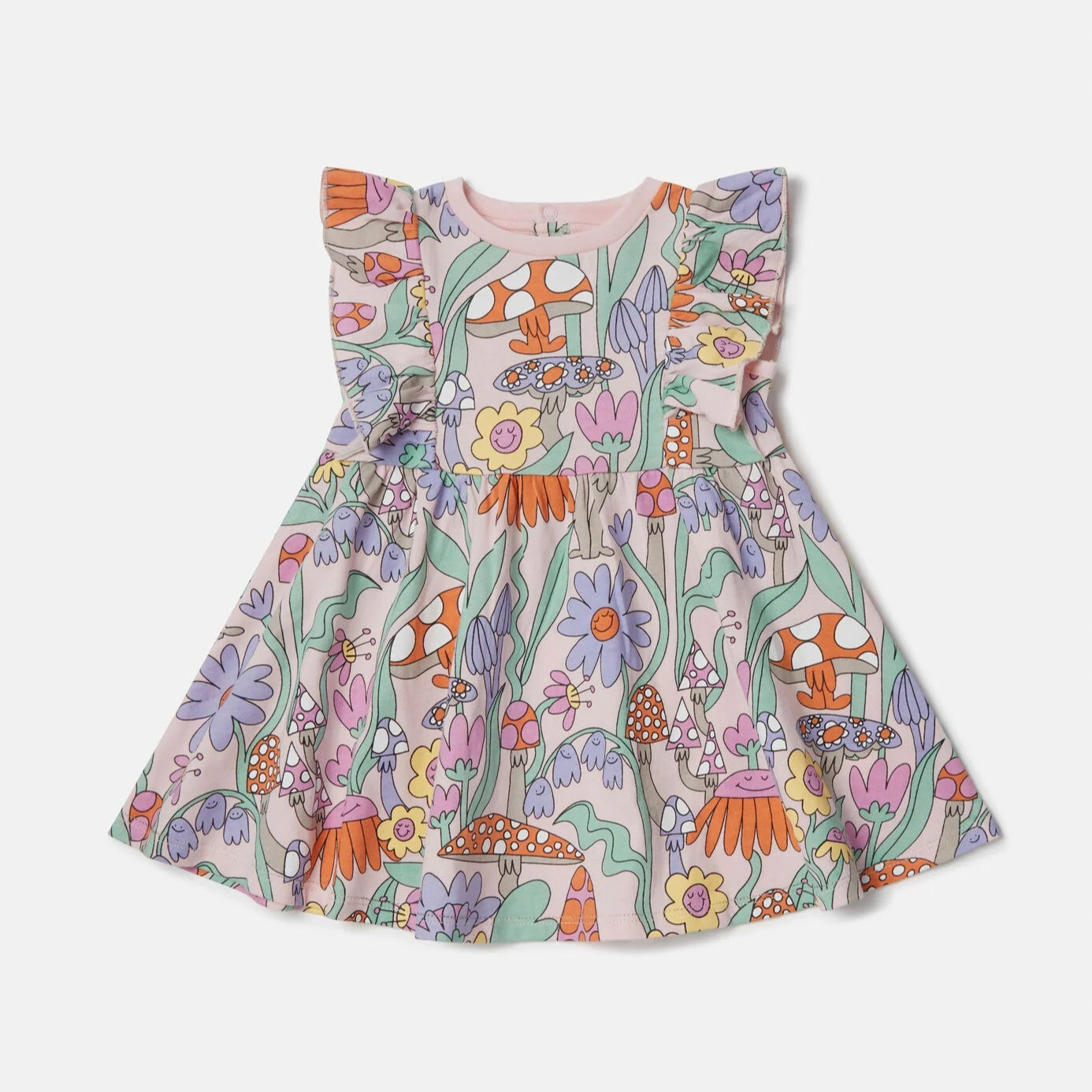 Stella Mccartney Kids-Woodland Print Pleated Cap-Sleeve Dress