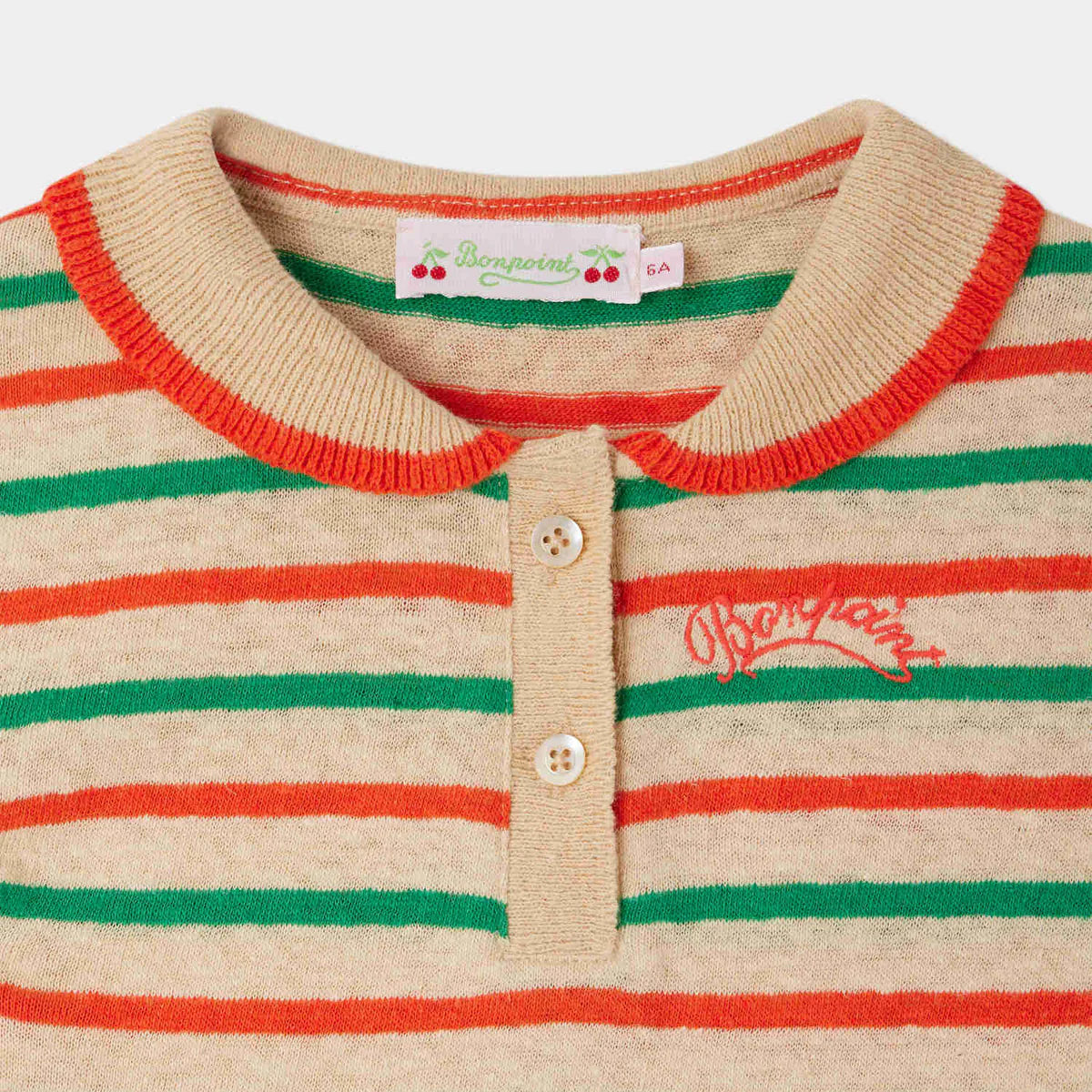 Bonpoint-Edelyne striped polo collar t-shirt