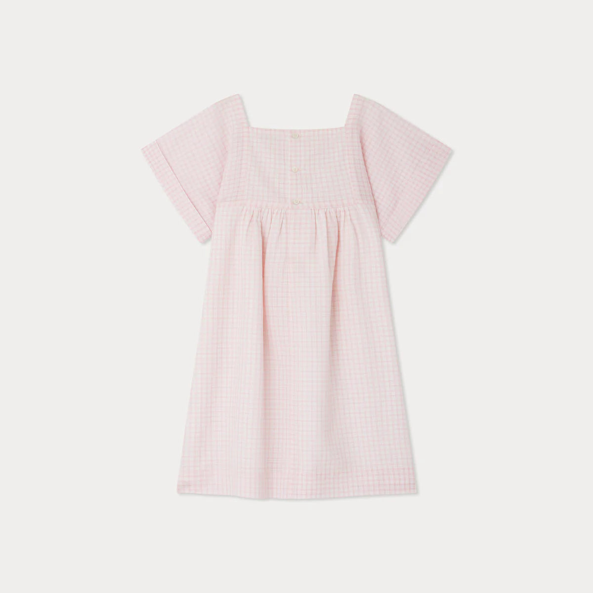 Bonpoint-Paysanne dress in smocked and embroidered checks
