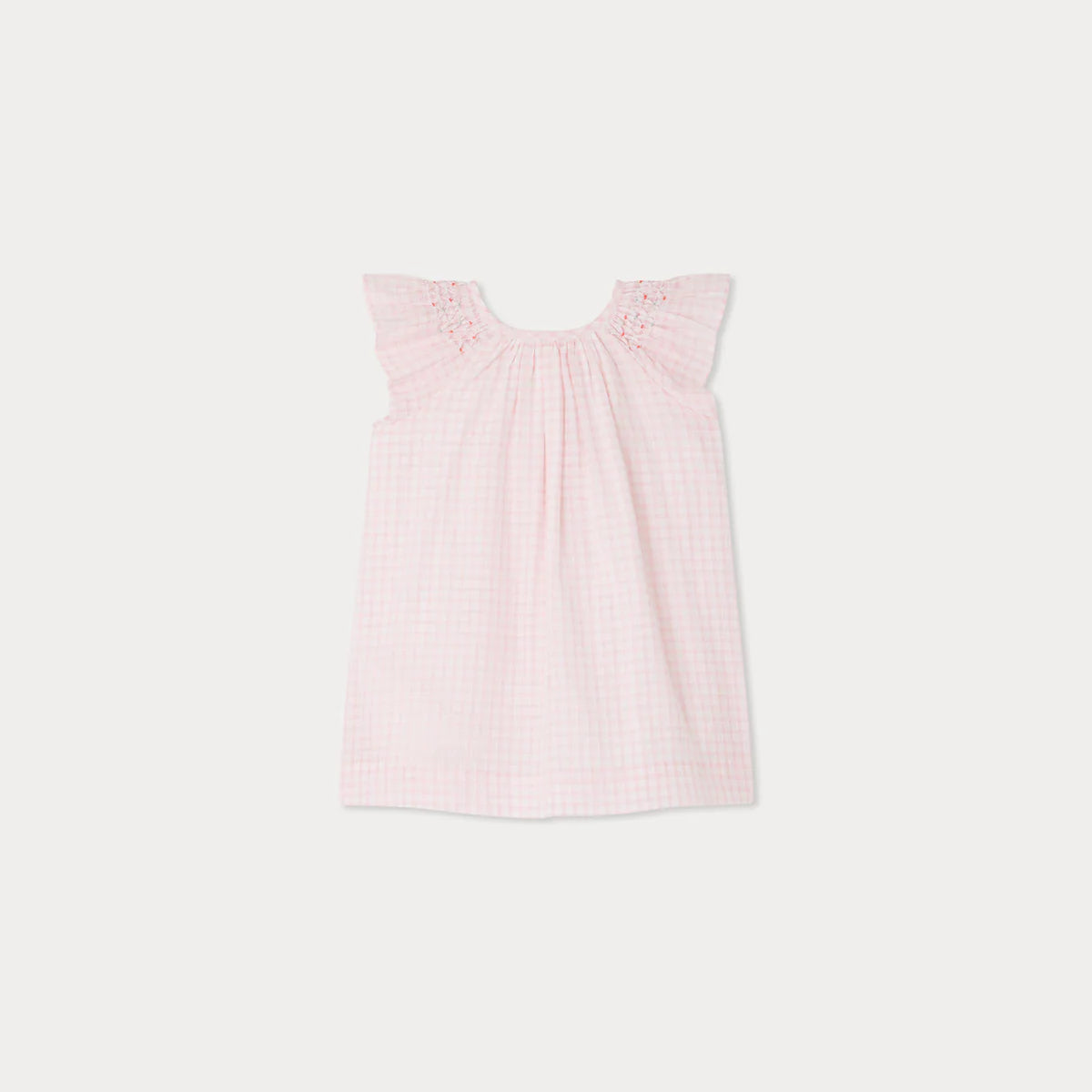 Bonpoint-Carmella dress in smocked and embroidered checks