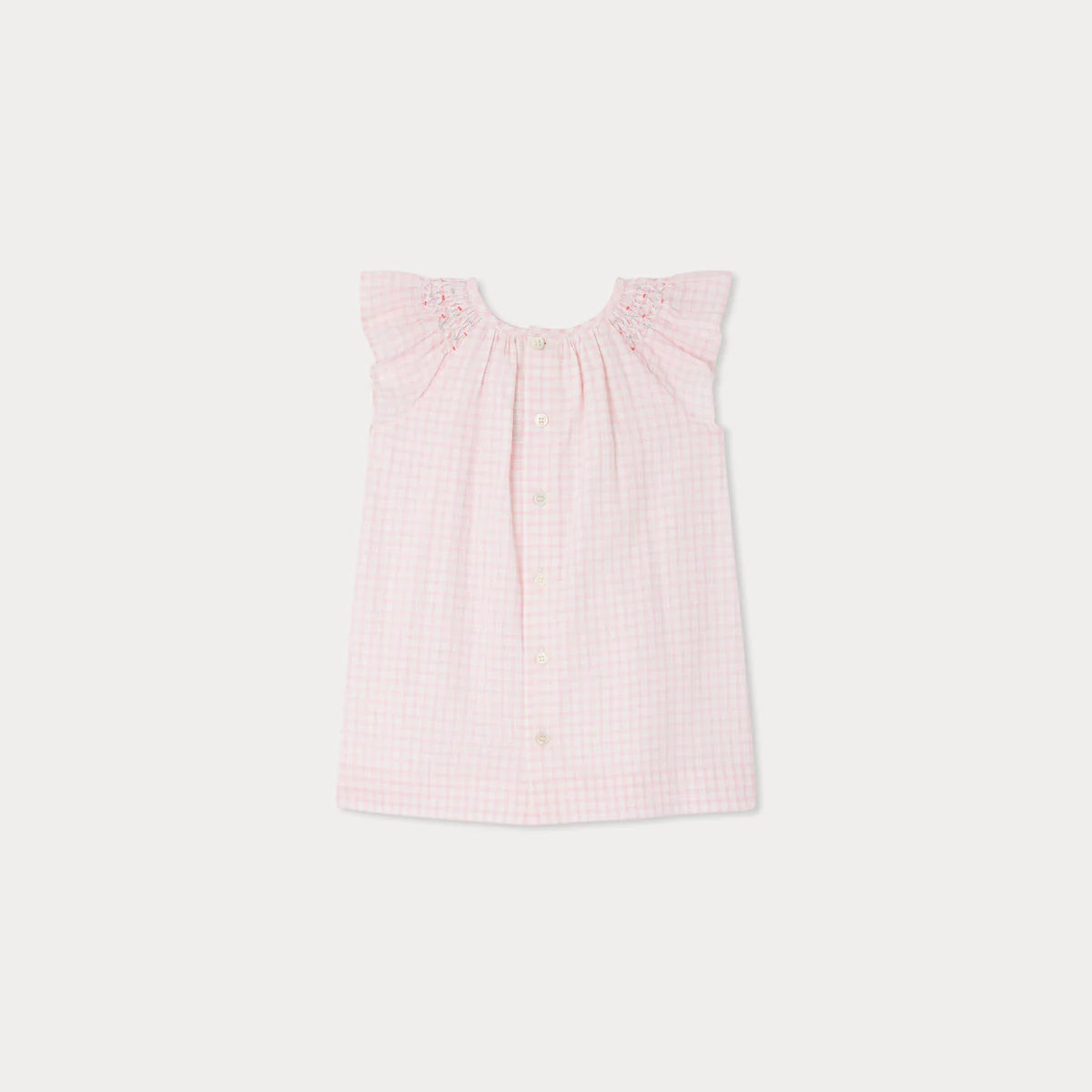 Bonpoint-Carmella dress in smocked and embroidered checks