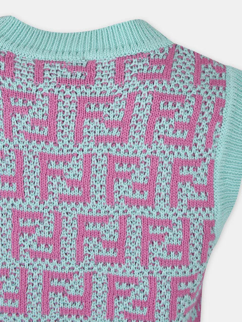 GIRL SLVLS KNITTED TOP WITH FF ALLOVER