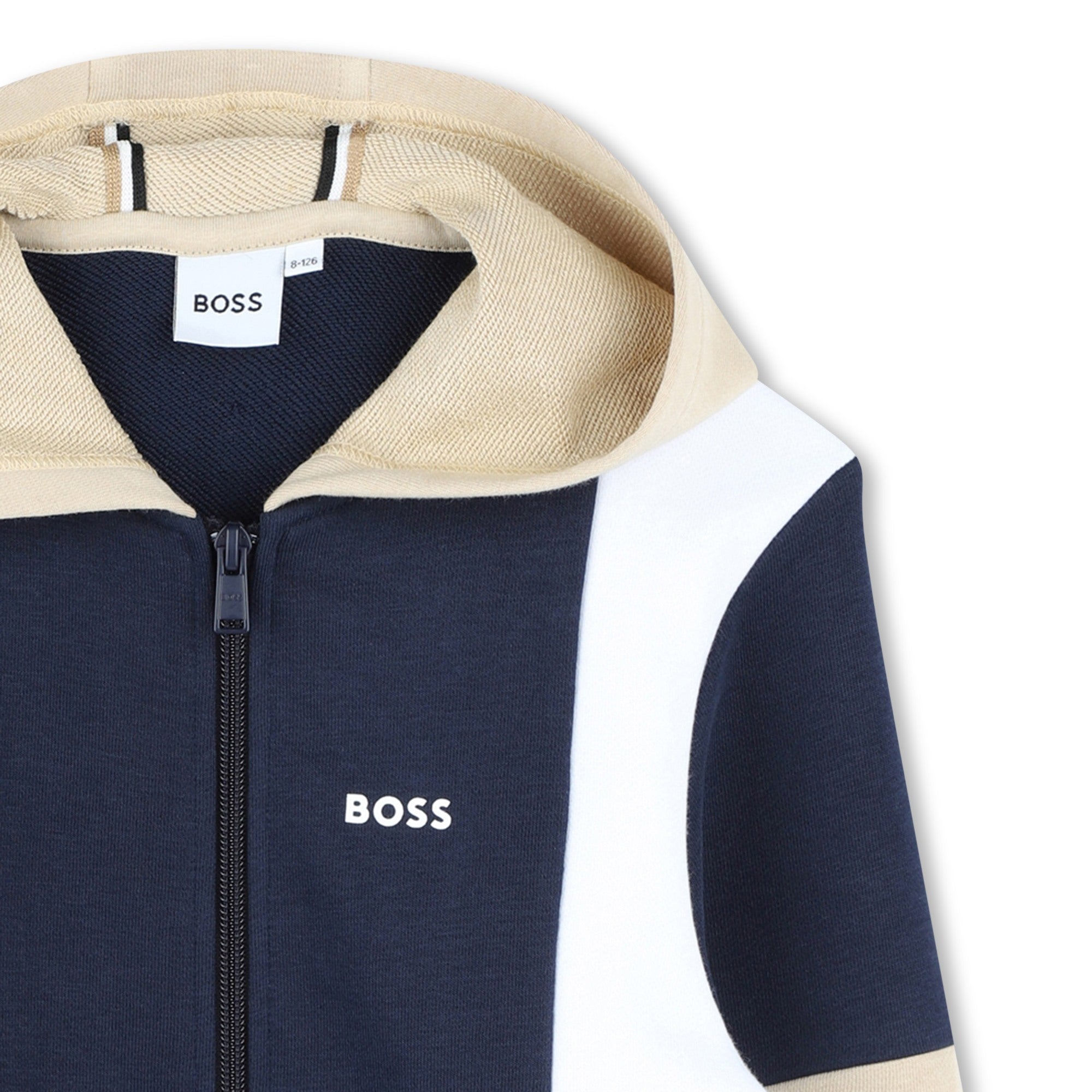 Boss-Navy Cotton Printed Logo Cardigan