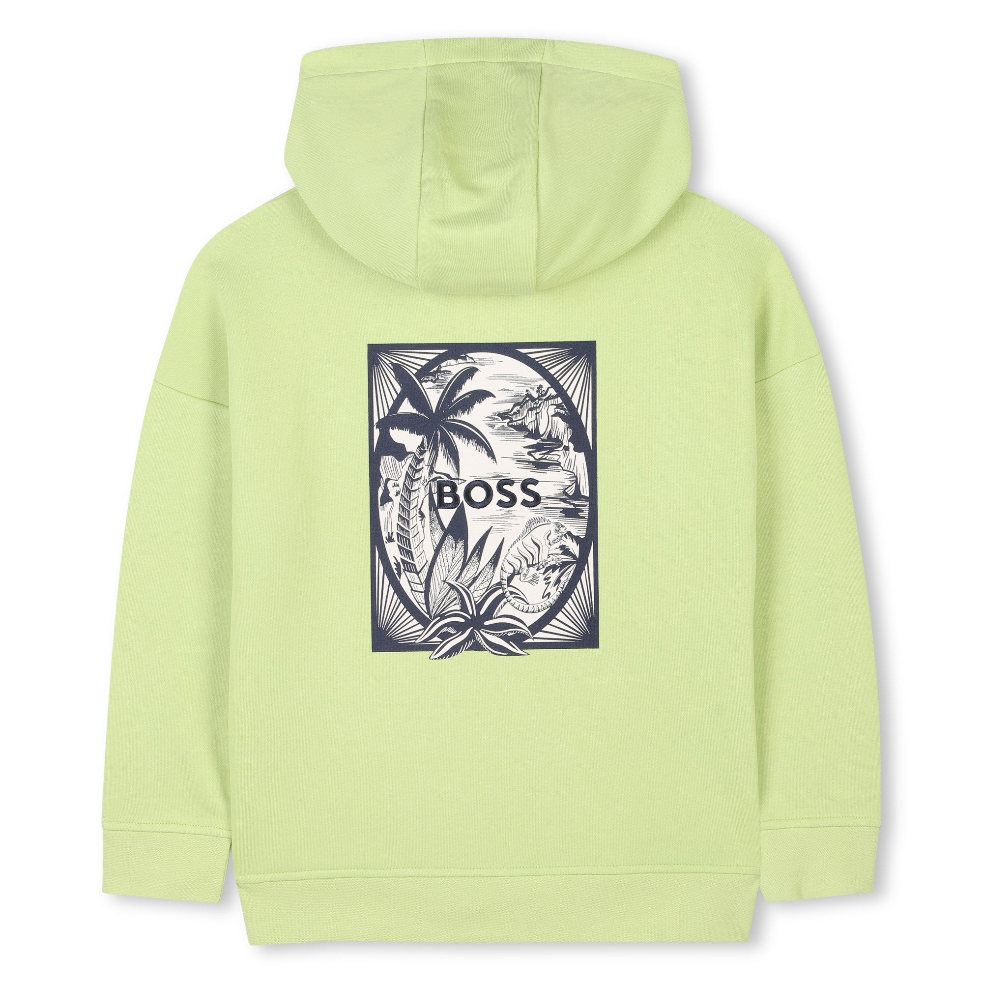 Boss-Green Printed Logo Cotton Hooded Sweatshirt