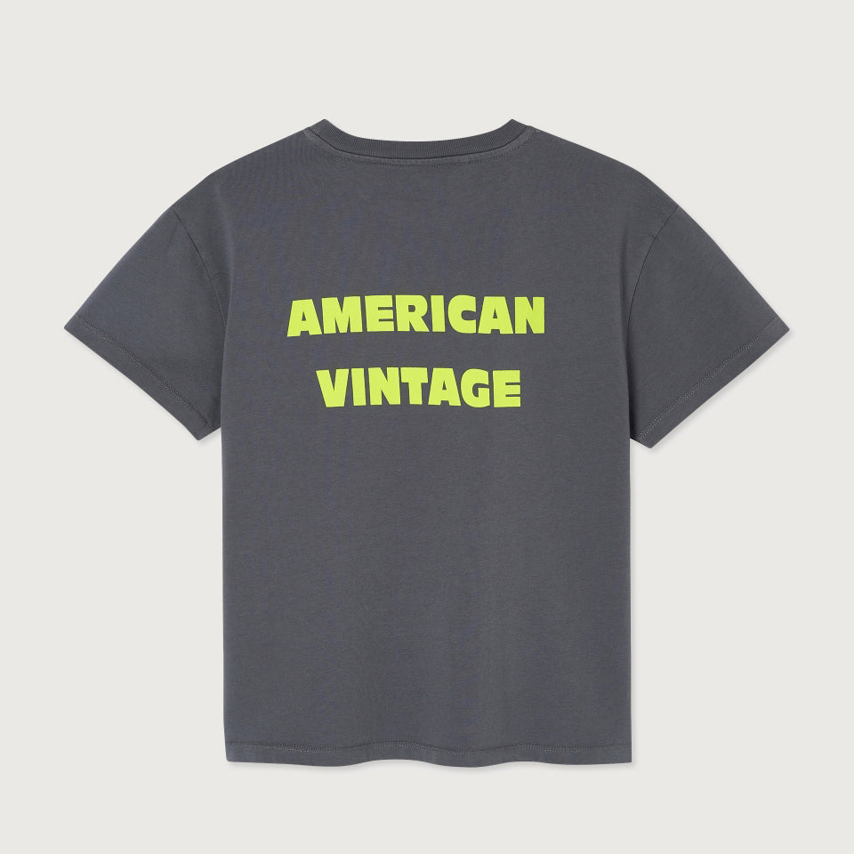 American Vintage-T-SHIRT DROIT MC COL ROND IMPRIME