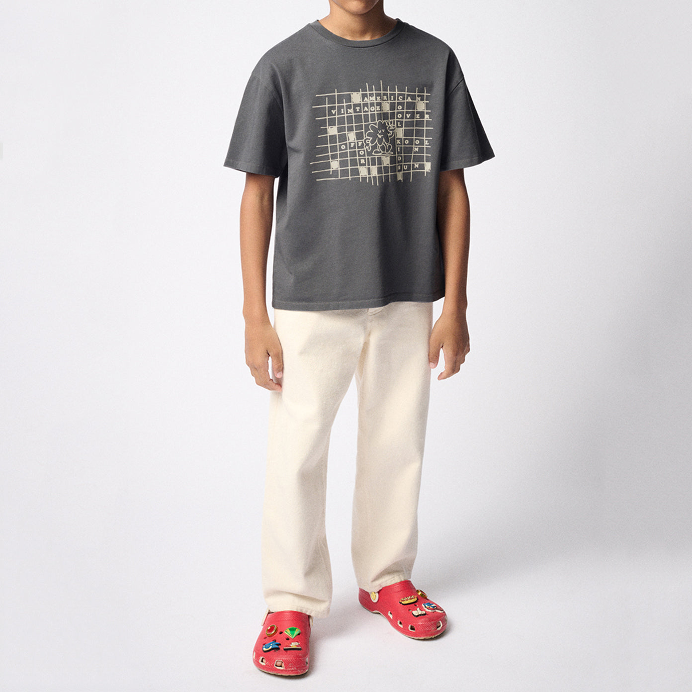 American Vintage-T-SHIRT DROIT MC COL ROND IMPRIME