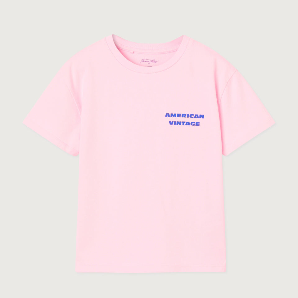 American Vintage-T-SHIRT DROIT MC COL ROND IMPRIME