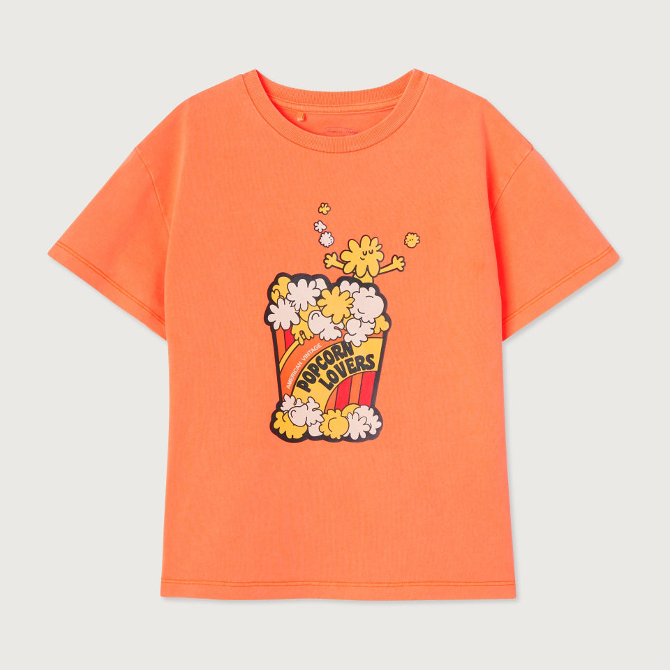 American Vintage-T-SHIRT DROIT MC COL ROND IMPRIME