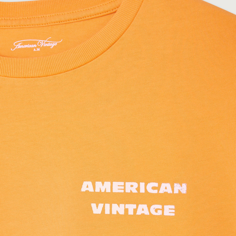 American Vintage-T-SHIRT DROIT MC COL ROND IMPRIME