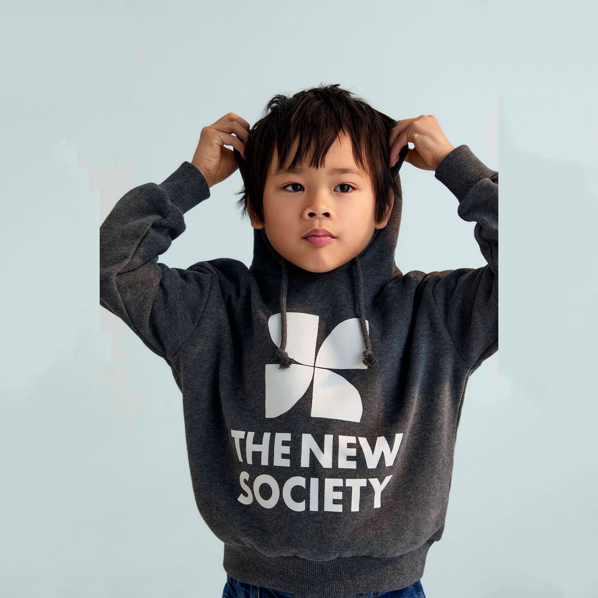 The New Society-TNS Logo Hood Sweatshirt Galactic Grey Melange