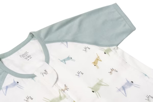 0.6 TOG Raglan Bamboo Pima Short Sleeve Footed Sleep Bag -The Ant & The Grasshopper