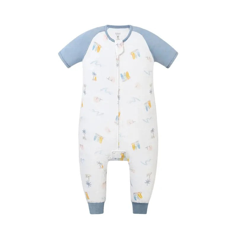 Nest Designs-Raglan Short Sleeve Footed Sleep Bag 0.6 TOG - Pastel Waves