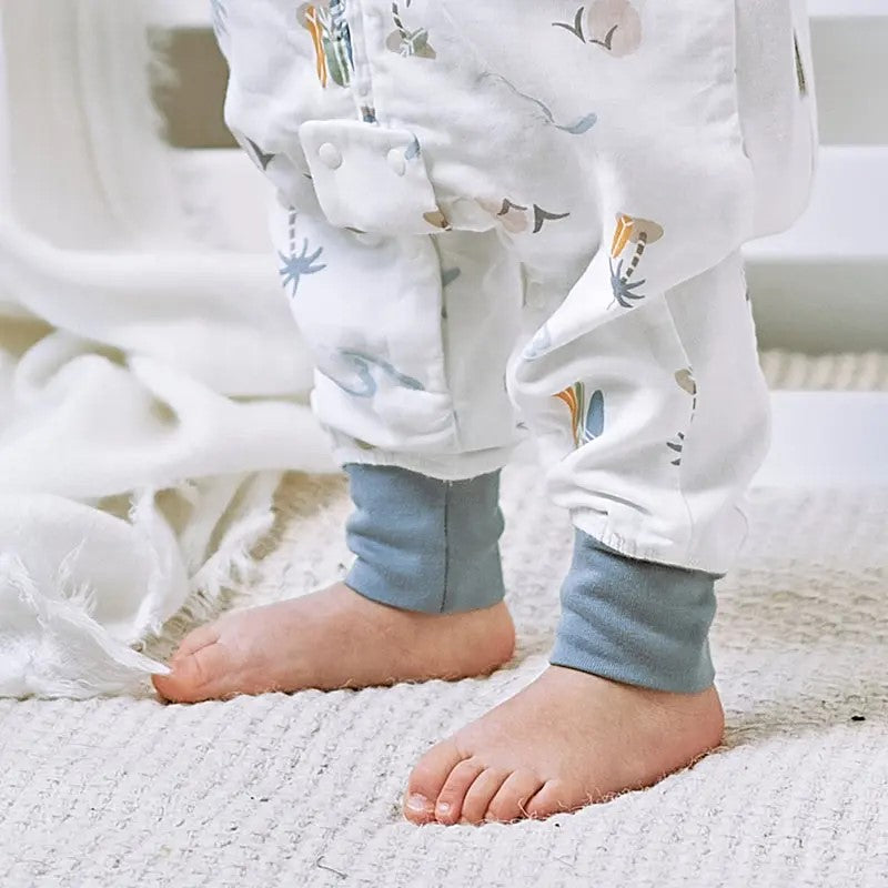 Nest Designs-Raglan Short Sleeve Footed Sleep Bag 0.6 TOG - Pastel Waves