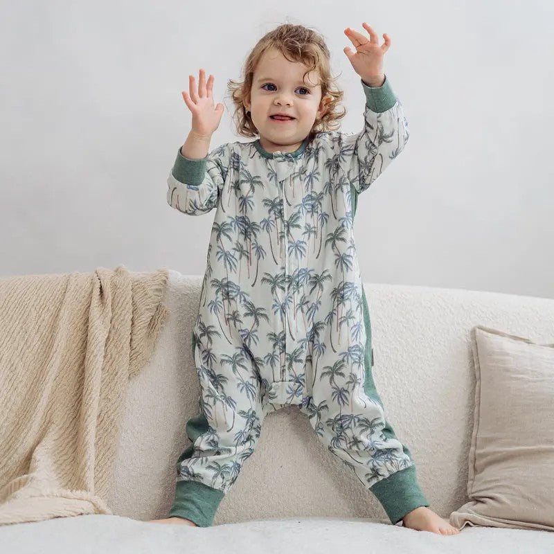 Nest Designs-Long Sleeve Footed Sleep Bag 0.6 TOG - Coco Beach